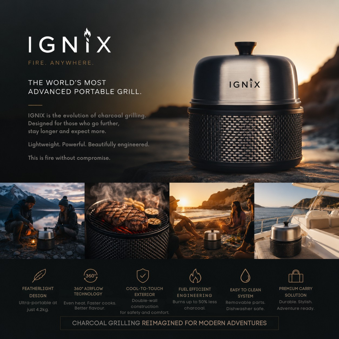 IGNIX Portable Grill - Fuelled by Charcoal